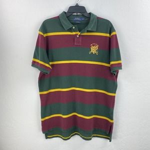 Polo Ralph Lauren Mens XL Shirt‎ Striped Custom Fit PRL Logo Emblem Green Multi